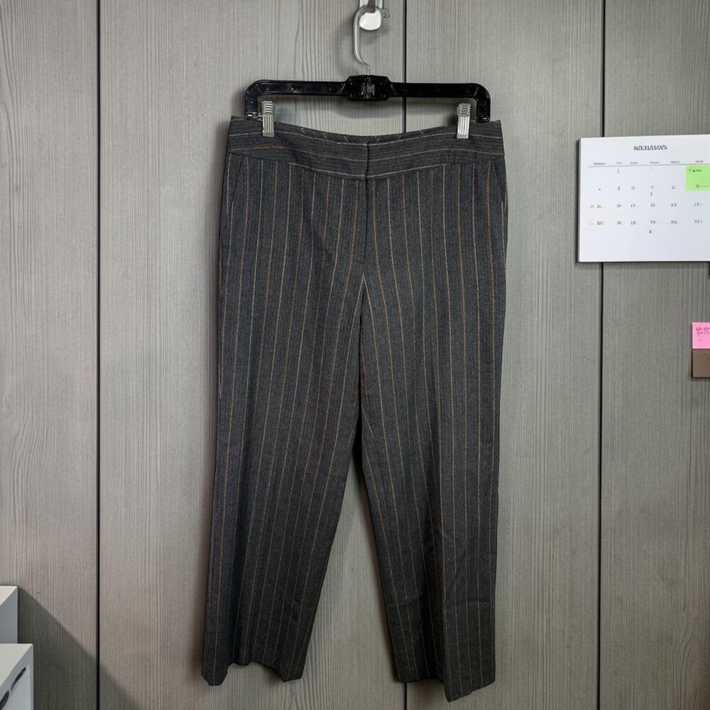 Talbots Women's 8 Petite Wool Blend Lined Stretch Gray Brown Striped Trousers